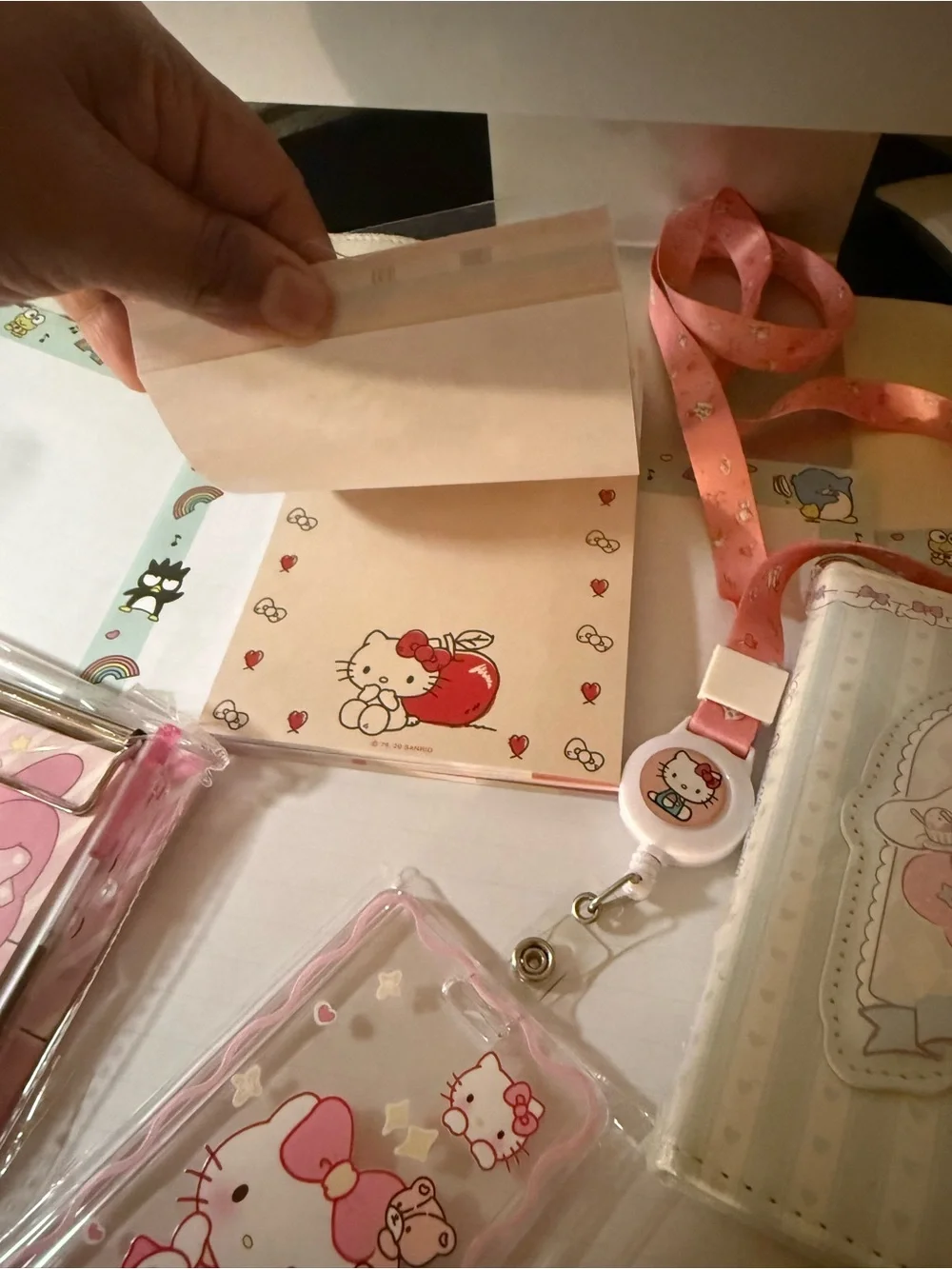 Hello Kitty Pink ID Card Lanyard Set with Clear Card Holder